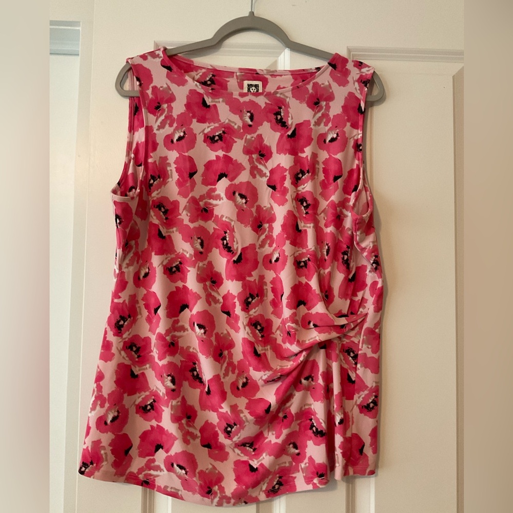 Anne Klein 2X sleeveless pink print top
